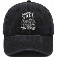 Mom Shit List Washed Cotton Baseball Cap Funny Mom Life Sarcastic Mothers Day