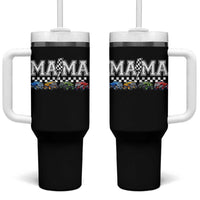 Monster Truck Mama Tumbler With Handle Funny Truck Mom Checkered Mother's Day