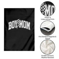 Boy Mom Lightning Bolt Checkered Varsity Son Mama Garden Flag