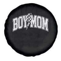 Boy Mom Lightning Bolt Checkered Varsity Son Mama Spare Tire Cover