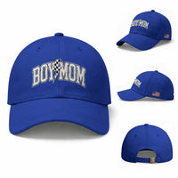 Boy Mom Lightning Bolt Checkered Varsity Son Mama Baseball Cap
