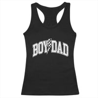 Boy Dad Lightning Bolt Checkered Varsity Son Daddy Racerback Tank Top