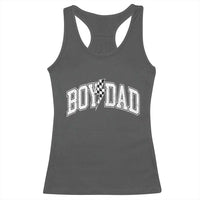 Boy Dad Lightning Bolt Checkered Varsity Son Daddy Racerback Tank Top