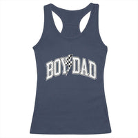 Boy Dad Lightning Bolt Checkered Varsity Son Daddy Racerback Tank Top