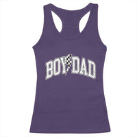 Boy Dad Lightning Bolt Checkered Varsity Son Daddy Racerback Tank Top