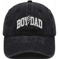 Boy Dad Lightning Bolt Checkered Varsity Son Daddy Washed Cotton Baseball Cap