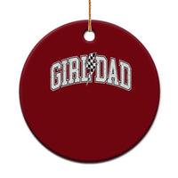 Girl Dad Lightning Bolt Checkered Varsity Daughter Daddy Ceramic Ornament