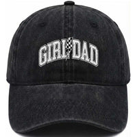 Girl Dad Lightning Bolt Checkered Varsity Daughter Daddy Washed Cotton Baseball Cap