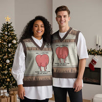 Dad I Love You From The Bottom Of My Heart V-Neck Knit Sweater Vest Fathers Day Gifts