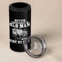 Classic Car 4 in 1 Can Cooler Tumbler Never Underestimate An Old Man With A Side By Side Vintage Car - Wonder Print Shop