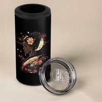 African American Geisha Kimono Blasian Japanese Sakura 4 in 1 Can Cooler Tumbler
