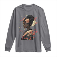 African American Geisha Kimono Blasian Japanese Sakura Long Sleeve Shirt
