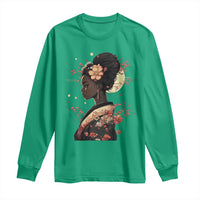 African American Geisha Kimono Blasian Japanese Sakura Long Sleeve Shirt