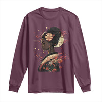 African American Geisha Kimono Blasian Japanese Sakura Long Sleeve Shirt
