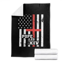 Pope Leo XIV Throw Blanket First American Pope Catholic Religious Cross American Flag - Wonder Print Shop