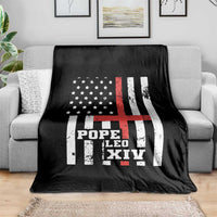 Pope Leo XIV Throw Blanket First American Pope Catholic Religious Cross American Flag - Wonder Print Shop