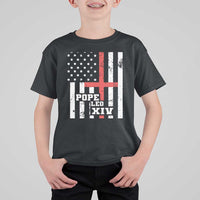 Pope Leo XIV T Shirt For Kid First American Pope Catholic Religious Cross American Flag