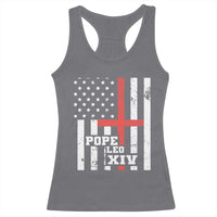 Pope Leo XIV Racerback Tank Top First American Pope Catholic Religious Cross American Flag