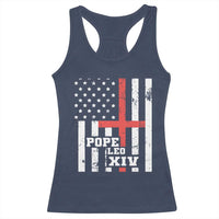 Pope Leo XIV Racerback Tank Top First American Pope Catholic Religious Cross American Flag