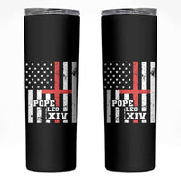 Pope Leo XIV Skinny Tumbler First American Pope Catholic Religious Cross American Flag