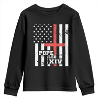 Pope Leo XIV Youth Sweatshirt First American Pope Catholic Religious Cross American Flag