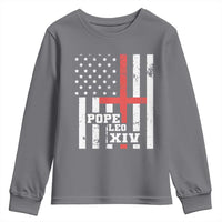 Pope Leo XIV Youth Sweatshirt First American Pope Catholic Religious Cross American Flag