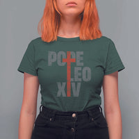 Pope Leo XIV T Shirt For Women First American Pope Catholic Religious Cross