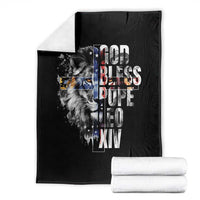 God Bless Pope Leo XIV Throw Blanket Lion American Flag - Wonder Print Shop