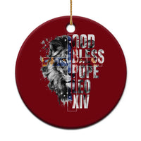 God Bless Pope Leo XIV Ceramic Ornament Lion American Flag - Wonder Print Shop