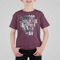 God Bless Pope Leo XIV T Shirt For Kid Lion American Flag