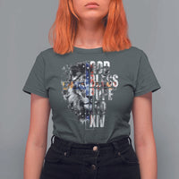 God Bless Pope Leo XIV T Shirt For Women Lion American Flag