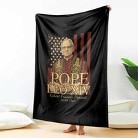 Cardinal Pope Leo XIV Throw Blanket 267th Robert Francis Prevost American Flag - Wonder Print Shop