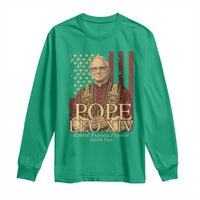 Cardinal Pope Leo XIV Long Sleeve Shirt 267th Robert Francis Prevost American Flag