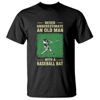 Funny Baseball T Shirt Never Underestimate An Old Man With A Baseball Bat - Wonder Print Shop