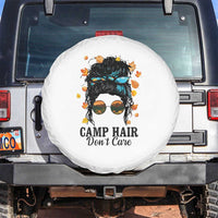 Funny Camping Lover Spare Tire Cover Camp Hair Don't Care Messy Bun Camper