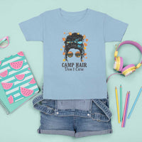 Funny Camping Lover T Shirt For Kid Camp Hair Don't Care Messy Bun Camper - Wonder Print Shop