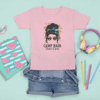 Funny Camping Lover T Shirt For Kid Camp Hair Don't Care Messy Bun Camper - Wonder Print Shop