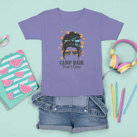Funny Camping Lover T Shirt For Kid Camp Hair Don't Care Messy Bun Camper - Wonder Print Shop