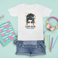 Funny Camping Lover T Shirt For Kid Camp Hair Don't Care Messy Bun Camper - Wonder Print Shop