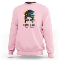Funny Camping Lover Sweatshirt Camp Hair Don't Care Messy Bun Camper - Wonder Print Shop