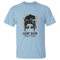 Funny Camping Lover T Shirt Camp Hair Don't Care Messy Bun Camper - Wonder Print Shop