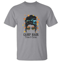 Funny Camping Lover T Shirt Camp Hair Don't Care Messy Bun Camper - Wonder Print Shop