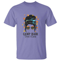 Funny Camping Lover T Shirt Camp Hair Don't Care Messy Bun Camper - Wonder Print Shop