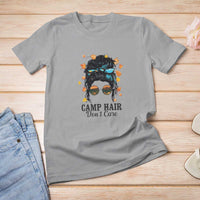 Funny Camping Lover T Shirt For Women Camp Hair Don't Care Messy Bun Camper - Wonder Print Shop