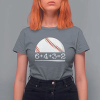 Funny Baseball T Shirt For Women 6+4+3=2 Double Play Baseball Player - Wonder Print Shop