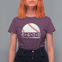 Funny Baseball T Shirt For Women 6+4+3=2 Double Play Baseball Player - Wonder Print Shop