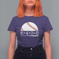 Funny Baseball T Shirt For Women 6+4+3=2 Double Play Baseball Player - Wonder Print Shop