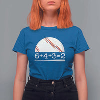 Funny Baseball T Shirt For Women 6+4+3=2 Double Play Baseball Player - Wonder Print Shop