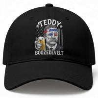 Teddy Boozedevelt Theodore Roosevelt 4th of July Baseball Cap Funny Beer Drinking Vintage American Flag