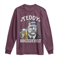 Teddy Boozedevelt Theodore Roosevelt 4th of July Long Sleeve Shirt Funny Beer Drinking Vintage American Flag